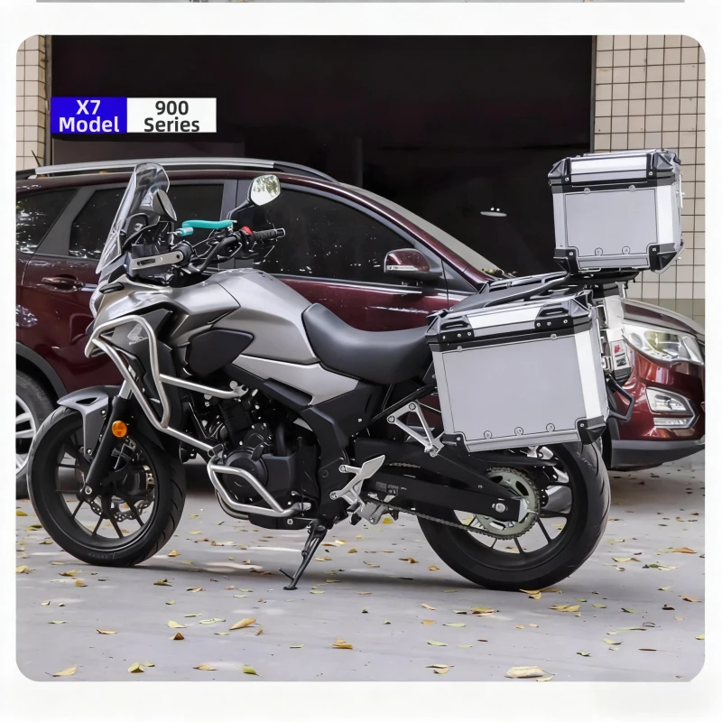 Left & Right 129L Motorcycle Side Boxes, Aluminum Alloy Pannier Set, Universal Motorcycle Lage