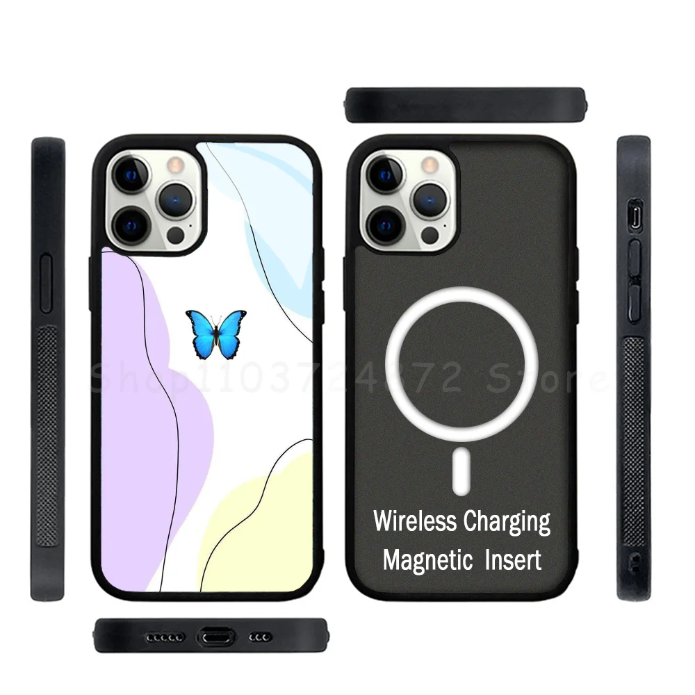 

Butterfly Phone Case Strong Magnetic For IPhone 15 14 13 Pro Max Alex Mirror For Magsafe Wireless Charging Cover
