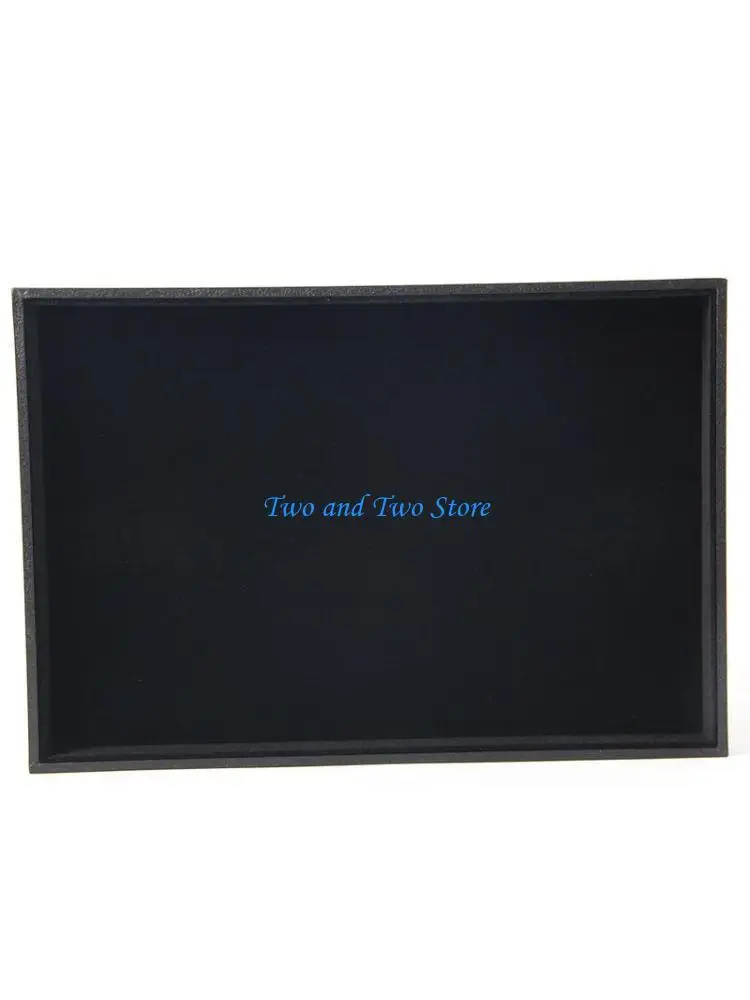 HX6F Rectangular Flannel Box Earrings Jewelry Display Black Storage Tray