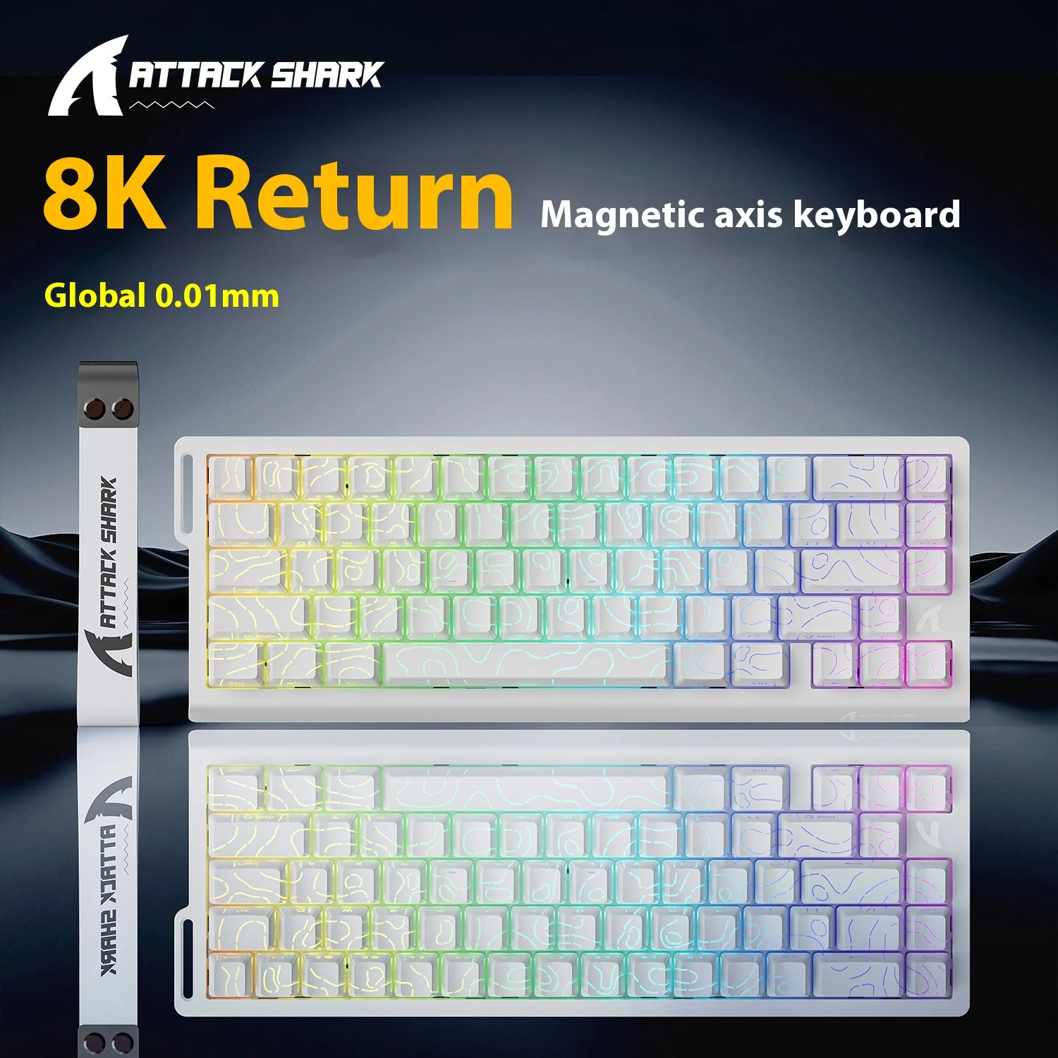 

Механическая клавиатура Attack Shark X68HE, RGB, игровая, регулируемая клавиша с низкой задержкой, дорожные боковые линии, проводная магнитная ось