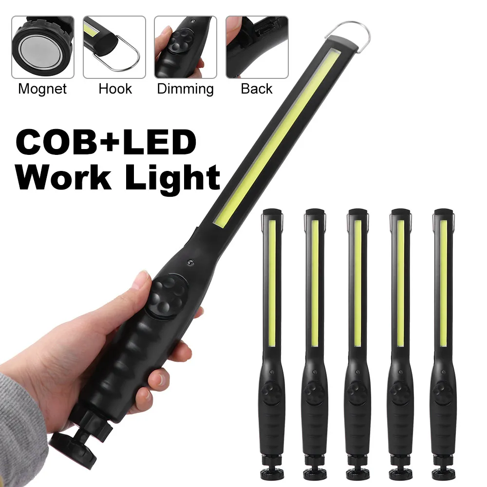Torch USB Rechargeable LED Work Light With Magnet 360°Rotation Base Flashlight Hook Design Bright Emergency Lamp Inspection Wor