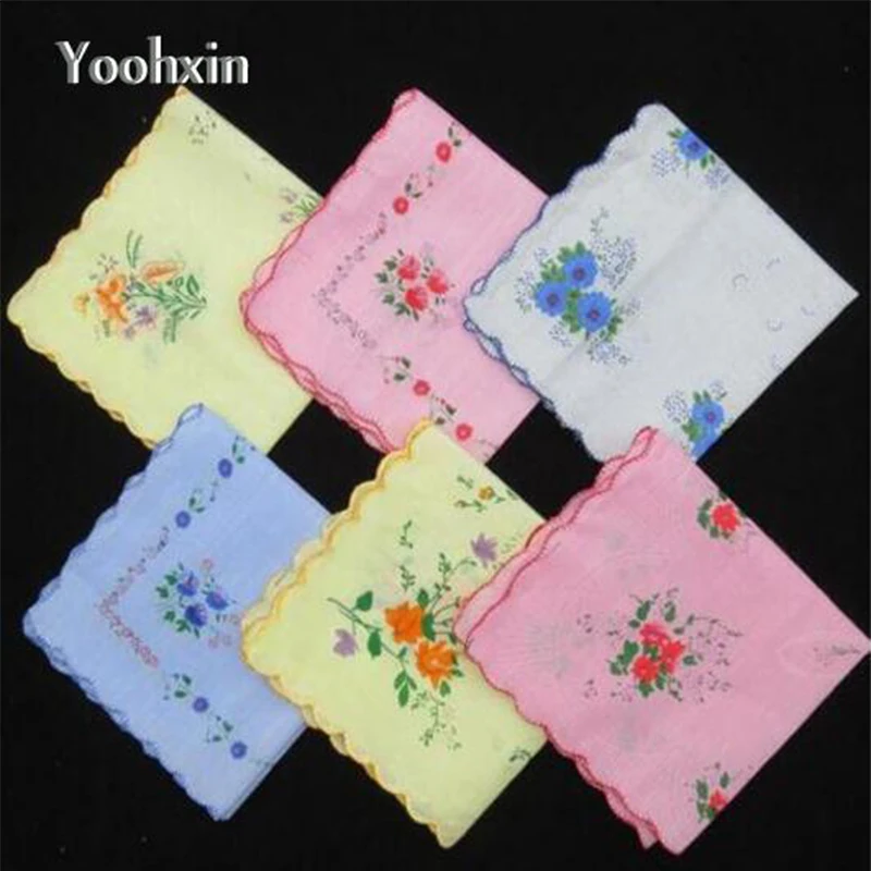 10PCS Hot Cotton White Lace Handkerchief Embroidered Women Square Ladies Hanky Children Towel Party Wedding Gift