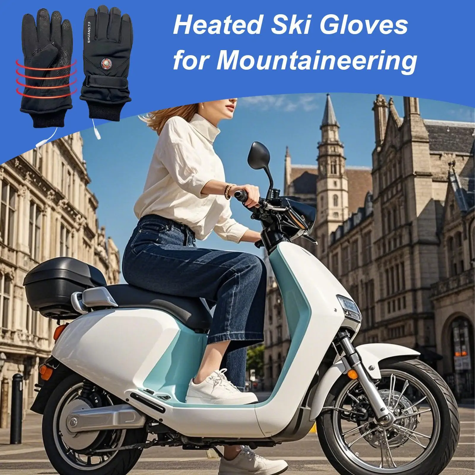 Guanti da moto riscaldati Scaldamani USB Touchscreen Guanti riscaldati USB per uomo Donna Attività all'aperto Sport Ciclismo Sci