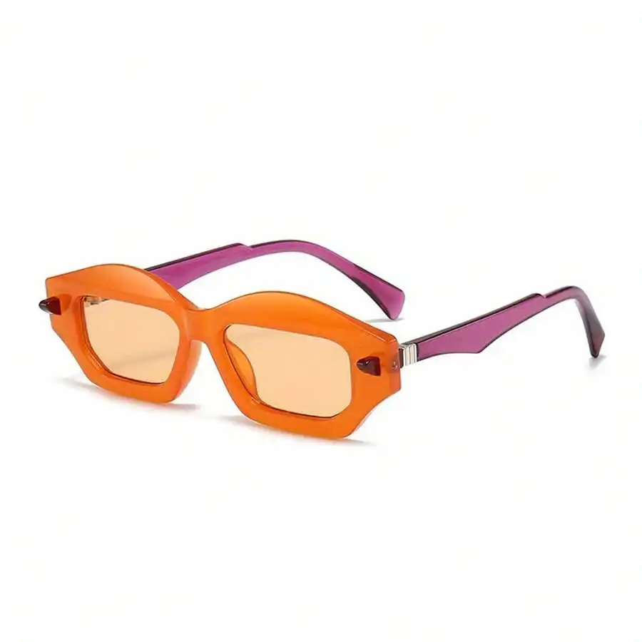Gafas de sol con montura pequeña de color naranja para mujer, gafas modernas informales