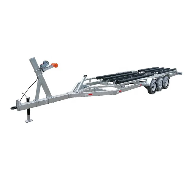 Customized Galvanized Small Boat Trailer Anti Corrosion Heavy Duty Marine Towing Frame For Yacht Inflatable Watercraft