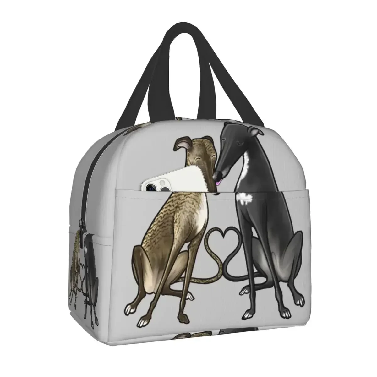 

Custom Greyhound Whippet Sighthound Dog Lunch Bag Women Warm Cooler Insulated Boxes for Kids School Children