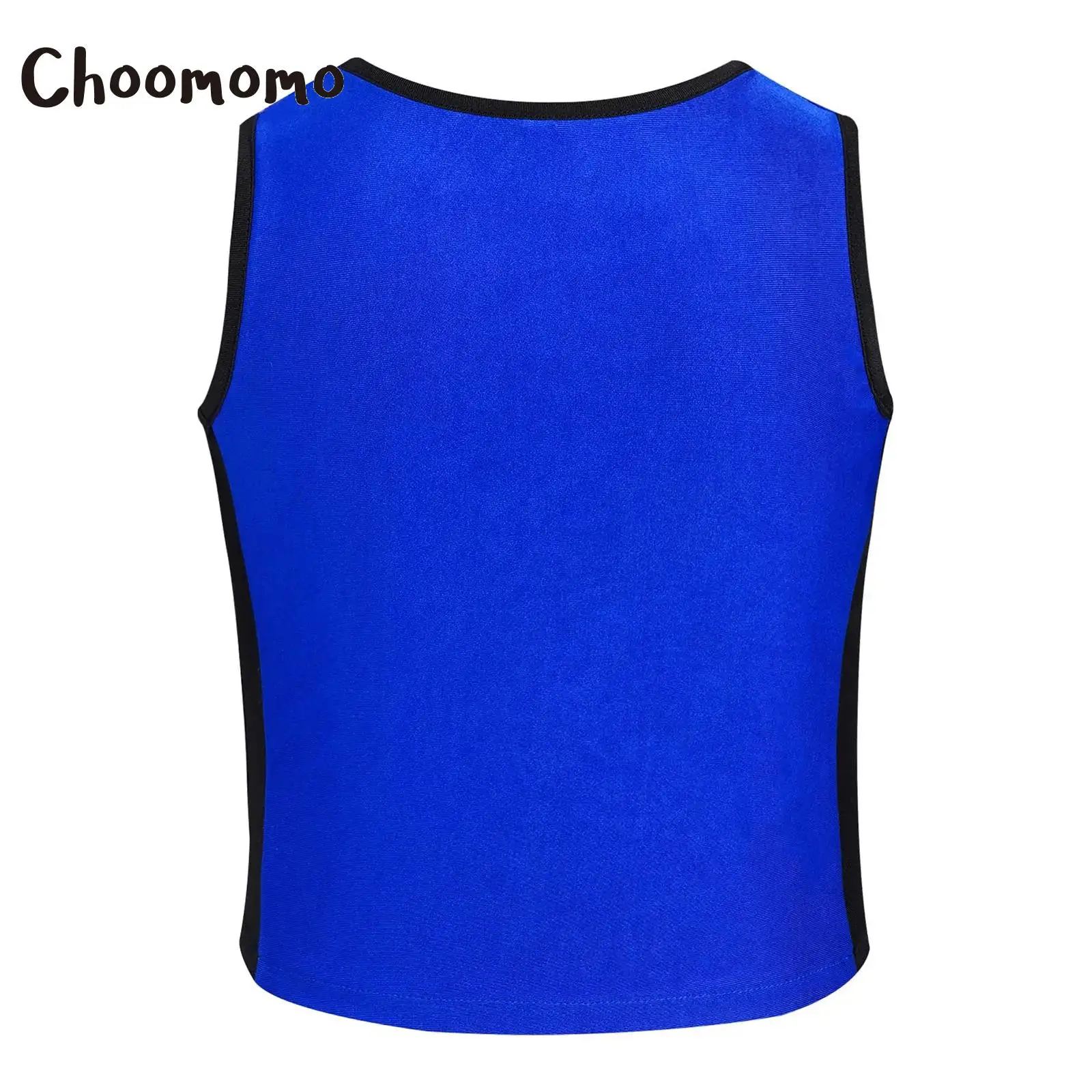 

Kids Girls Jazz Dance Crop Tops Color Block Patchwork Sparkly Sequin Tank Top Vest Asymmetrical Hem Vest Hip Hop Street Dancewea