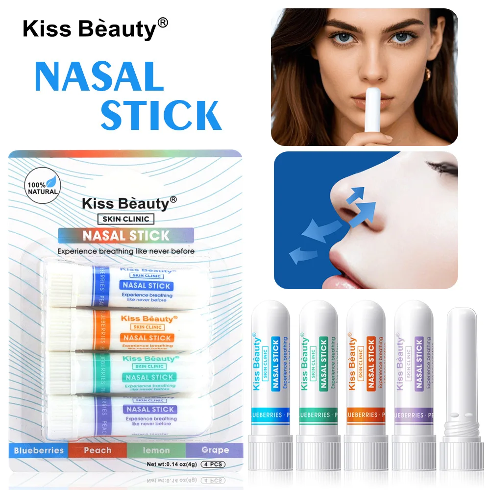 

4pcs Nasal Stick long lasting effect refreshing Stick Plant essential oil ingredients Nasal inhalation aromatic cooling oil easy