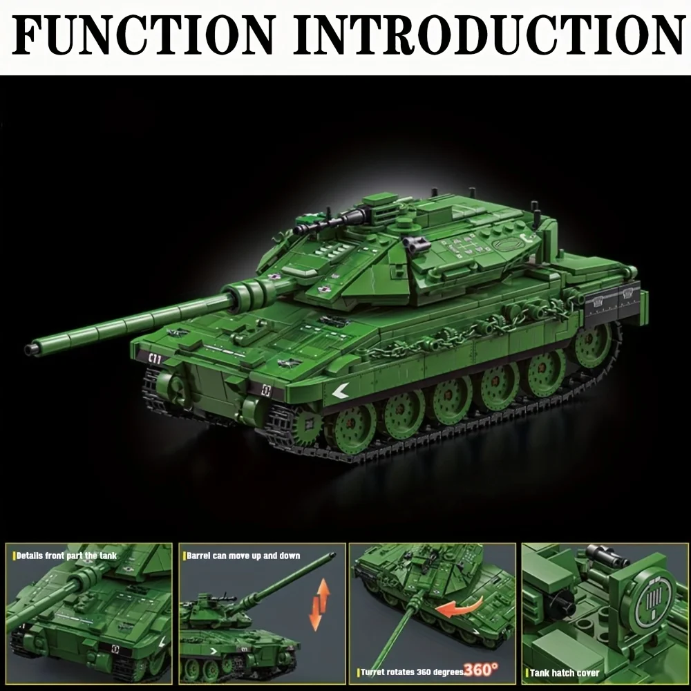 Ideal Technic MOC Military Merkava Main Battle Tank Building Blocks Set for wars battle Bricks Toy Ideal For , Bricks Gift