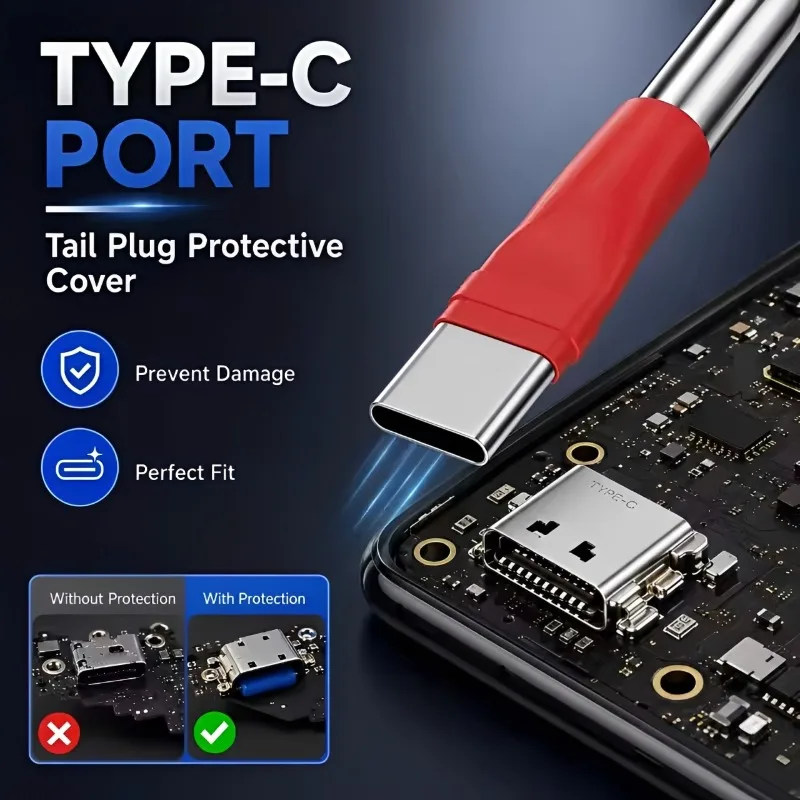 A98 Type-C Tail Plug Anti-scald Protective Cover Heat Resistant Sleeve for USB-C Port Repair Work Motherboard Repair Tools Set