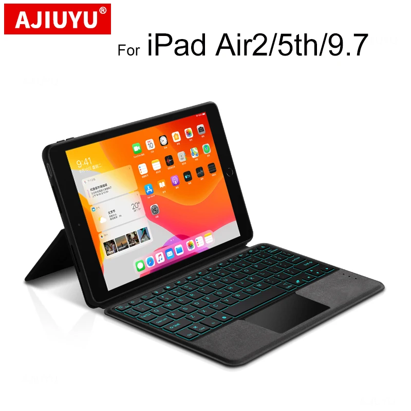 Ốp Lưng Bao Da Cho iPad 9.7 5th Thế Hệ 2017 Air2 2014 A1566 A1567 Máy Tính Bảng Bluetooth Bàn Phím Cảm Ứng Bảo Vệ Trường Hợp TPU vỏ