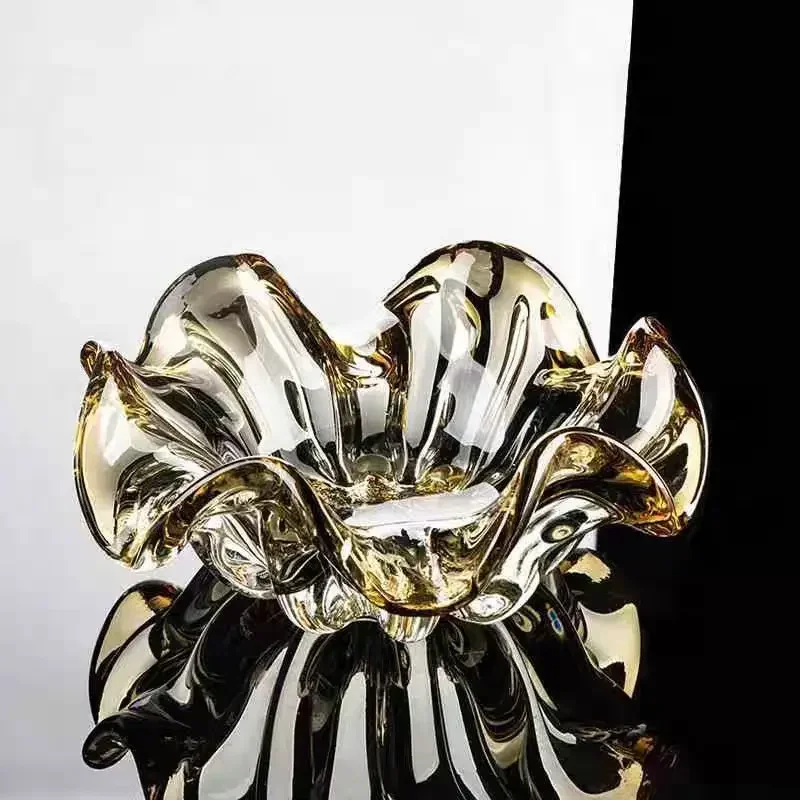 

CL Modern Simple Light Luxury Creative Personality Retro Flower Shaped Crystal Glazed Fruit Plate