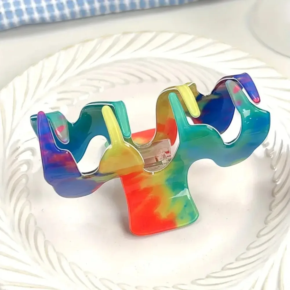 الاكريليك M شكل مشبك شعر إكسسوارات الشعر الكورية نمط قوس قزح موجة كراب كليب أغطية الرأس القرش كليب النساء مشبك شعر غسل الوجه #5