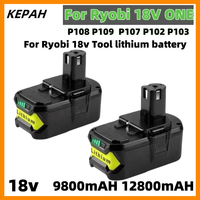 9.8Ah 12.8AH For RYOBI P108 18V One+ Plus Battery 18 Volt Lithium-Ion Power Tools P104 P107 RB18L50 RB18L20 P108