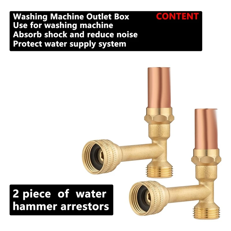 BAAG- (paquet de 2) Parafoudre de marteau à eau pour Machine à laver et tuyau d'arrosage de 3/4 pouces, en cuivre, absorbe les chocs et réduit le bruit