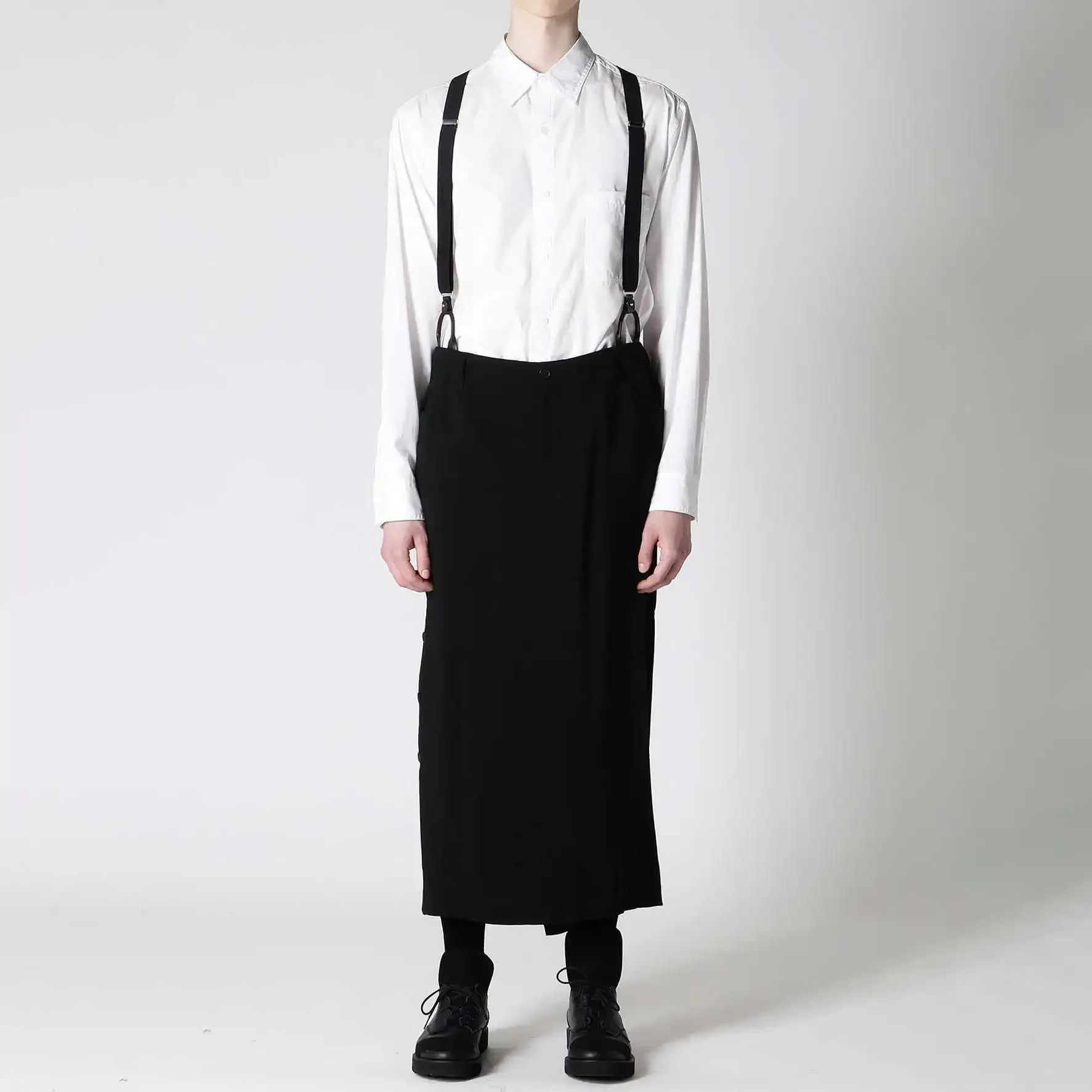 

YOJI OOAK оригинальный японский дизайн, прямая трубка с петлей на поясе, полуюбка, черные повседневные брюки с неровным подолом