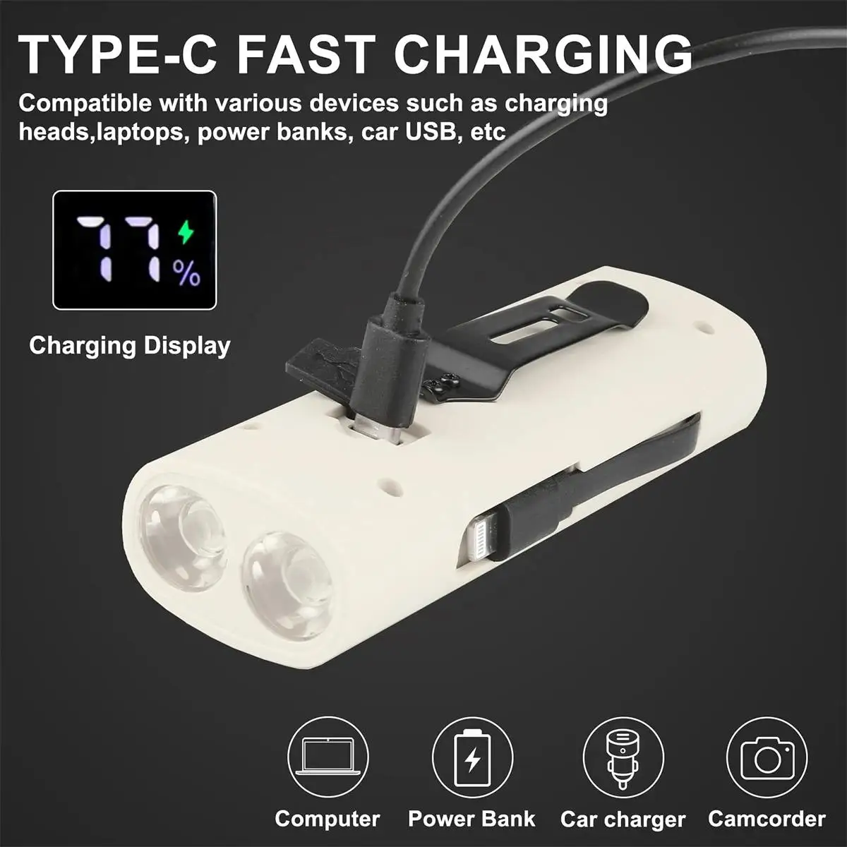 Taschenlampe mit Clip Power Bank wasserdicht magnetische Power Display Kopf geführt Licht wiederaufladbare kleine Taschenlampen Scheinwerfer Kunststoff