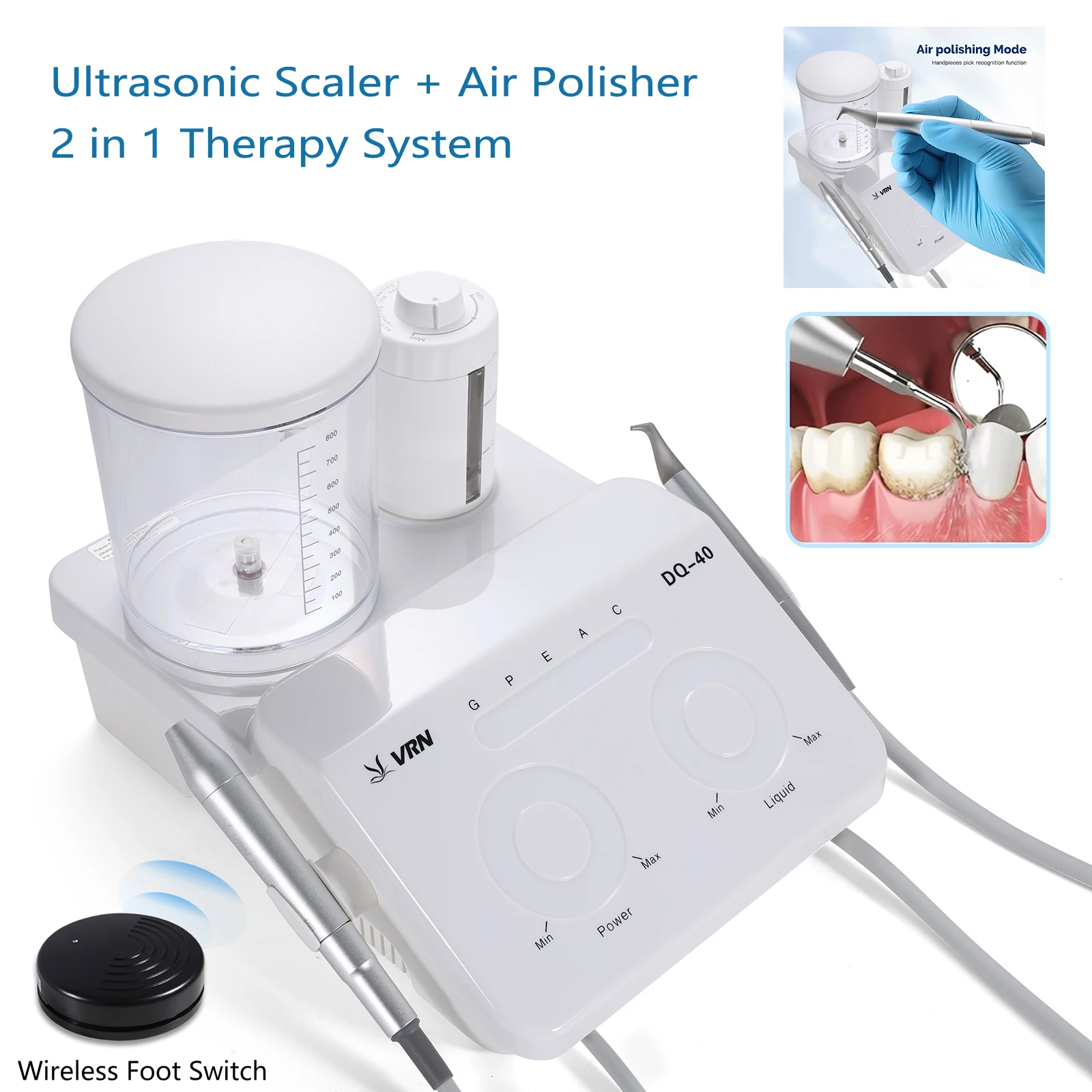 

Стоматологический ультразвуковой скалер, пескоструйная обработка, система пародонтальной терапии 2 в 1, VRN-DQ