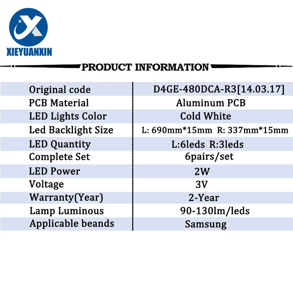 12 шт. светодиодная лента для подсветки телевизора для Samsung 48 дюймов 6 + 3 светодиода UE48J6330 UE48H6470 UE48H6240 UE48h5270 UE48H6230AK