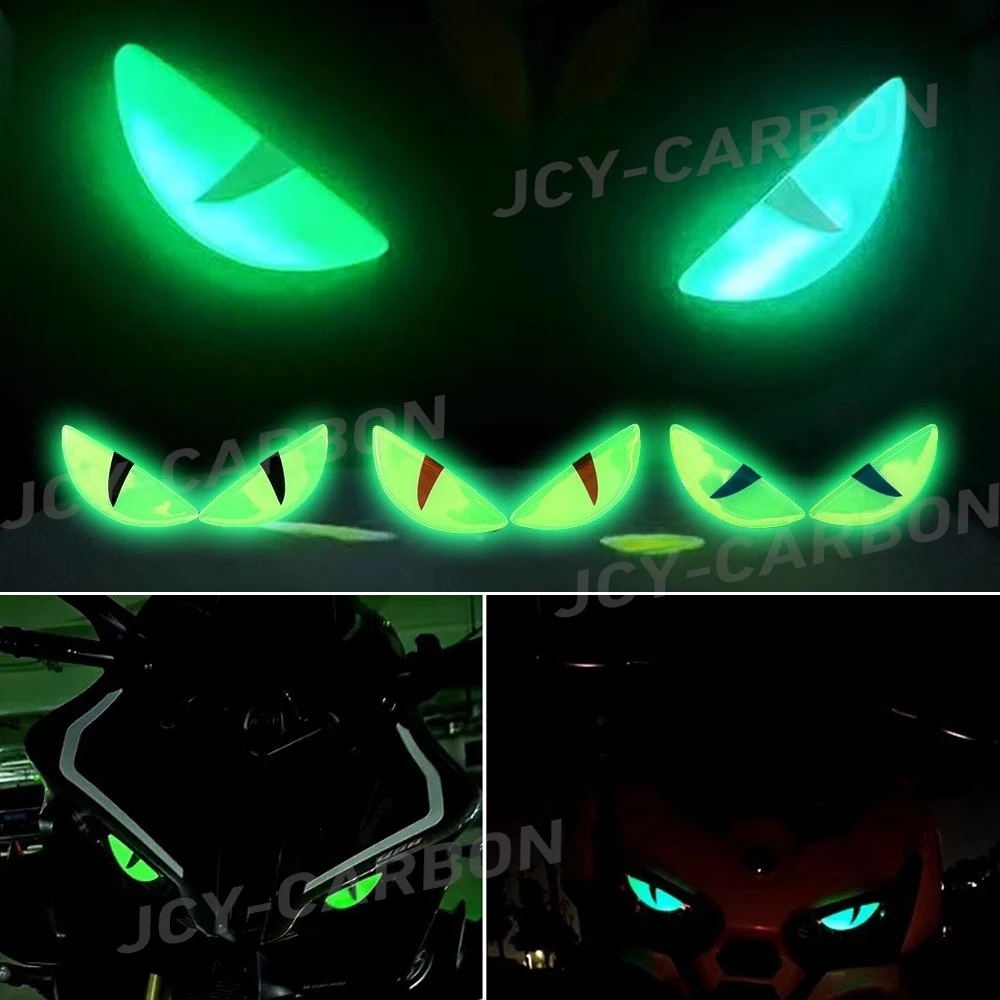 

3D светящиеся наклейки «Глаз дьявола», мотоциклетные шлемы, ночник, декор, милые глаза, виниловая наклейка, светоотражающие наклейки, аксессуары