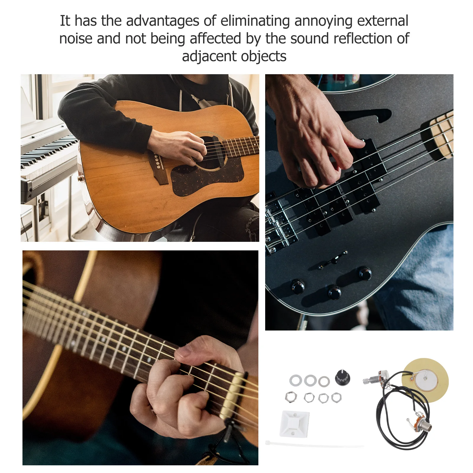 

Portable Guitar Set Acoustic Transducer Piezo Microphone Ukulele Violin Tuner ABS Copper Acoustic Guitar Transducer Iron