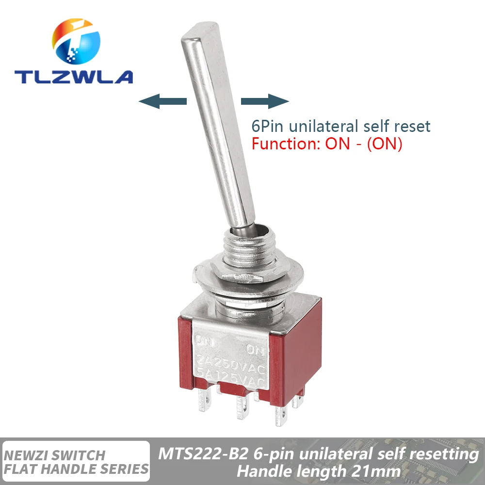 6mm Flat Handle Toggle Switch 3/6Pins ON-OFF-ON