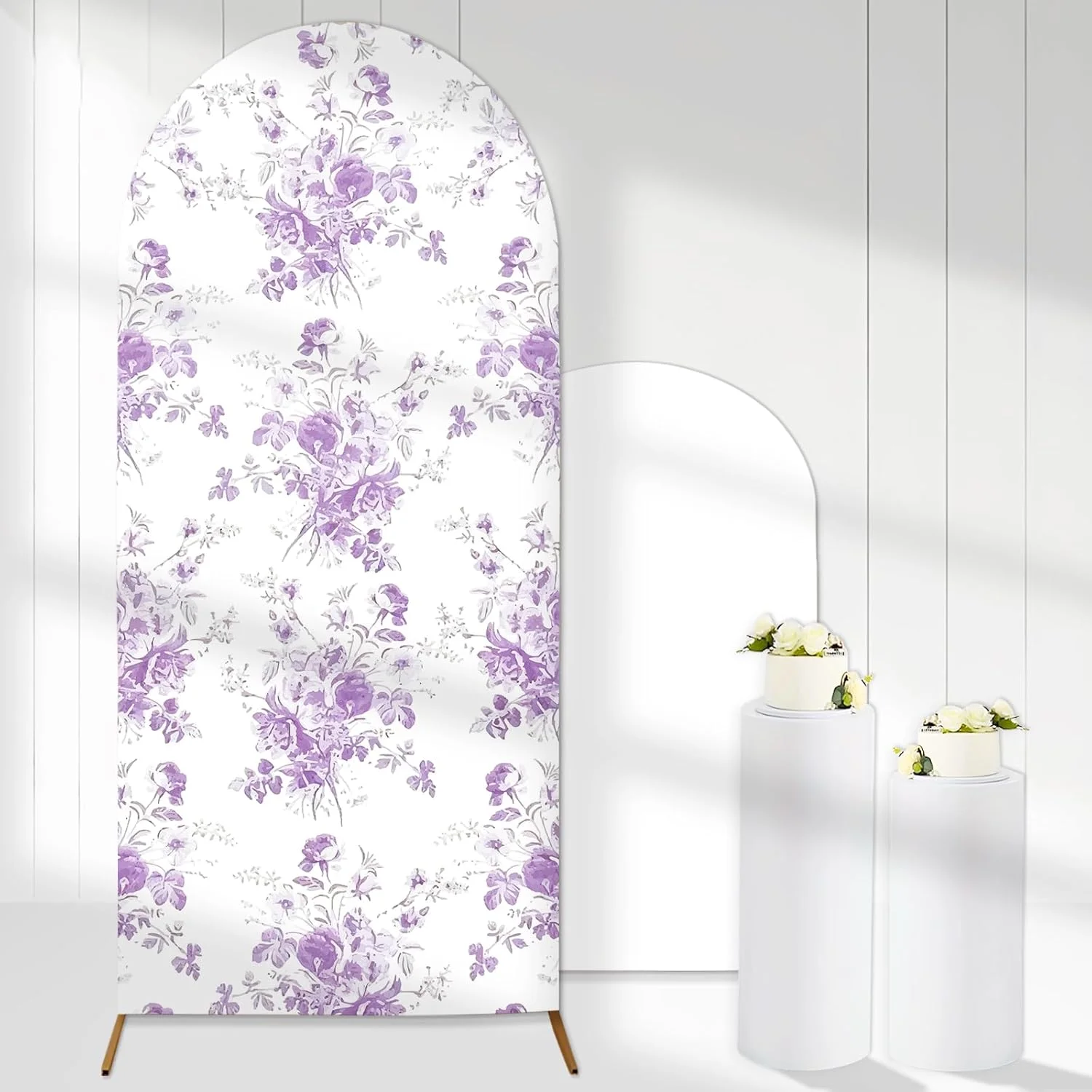 

Фон с лавандовой аркой, фиолетовый чехол для арочной арки, эластичный фон из спандекса, фиолетовый цветочный чехол-подставка для арки, фотофон