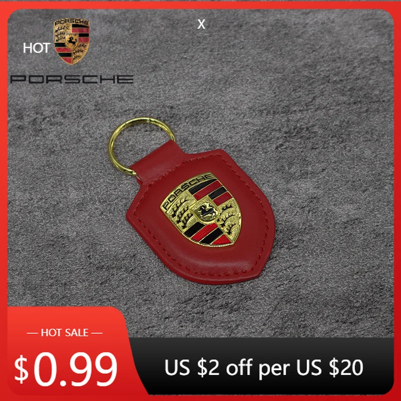 

Car Sticker For Porsche Cayman Cayenne 911 Macan 3D Metal Logo Leather Car Keychain Shield Type Key Ring Accessoires For Porsch