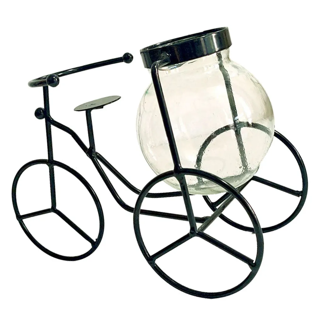 1Pcs Bicycle Shaped Flowerpot Creative Iron Art Black Decorative Plant Container Home Office Garden Decoration Nordic Style