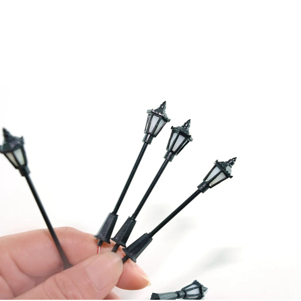 10 قطعة نموذج السكك الحديدية مصابيح ضوء الشارع 1:75 1:100 1:150 مقياس دافئ الأبيض LED نموذج مصغر السكك الحديدية تخطيط مشهد LED مصباح #2