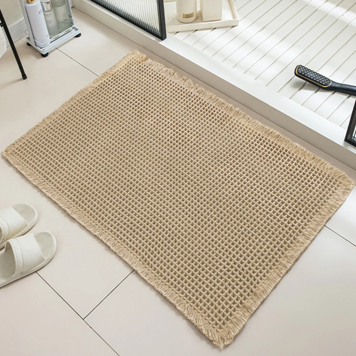 1 Uds. Alfombra de baño tipo gofre, alfombras de baño lavables, alfombrilla de ducha suave súper absorbente antideslizante para baño, bañera y ducha, 17x24 pulgadas