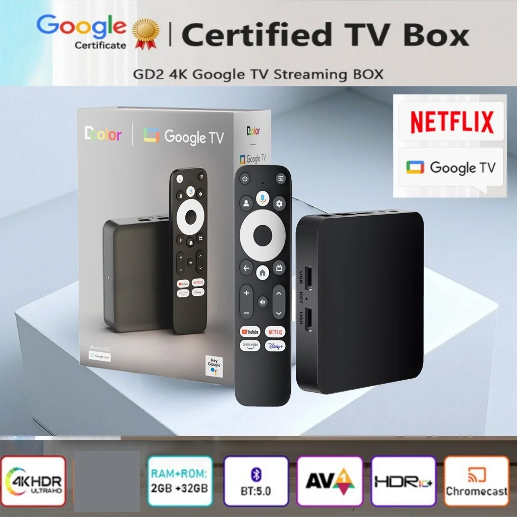 

Dcolor GD2 Google Certified GTV 4K Smart Android 12 TV Box with S905Y4 Chip Supporting AV1 Decoding 2GB+32GB Memory