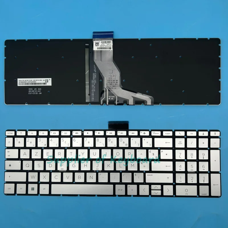 New AZERTY French Keyboard For HP 15s-fq 15s-fq0000 15s-fq0055nf 15s-eq1000 15-ef 15z-ef Laptop Silver Backlit