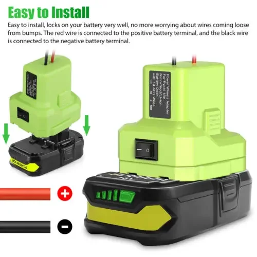 Imagem -05 - Adaptador de Rodas Elétricas para Ryobi 7.220v Lítio Ni-mh Bateria Doca Conector de Alimentação 14 Awg Faça Você Mesmo Adaptador Ferramentas P108 P107 P102