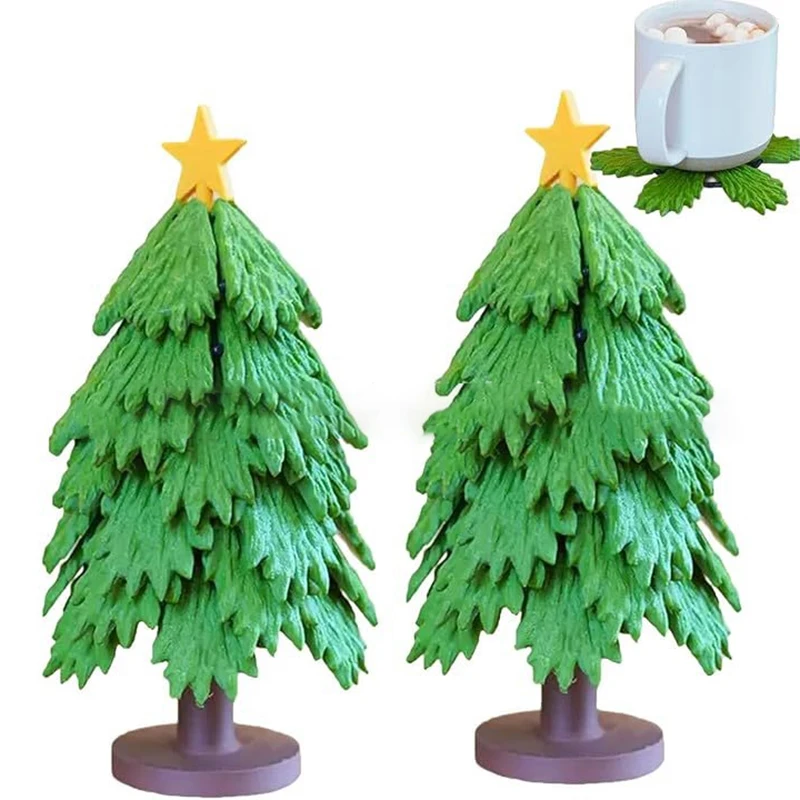 Posavasos de árbol, platos, almohadilla aislante, conjunto de dosel, posavasos para tetera, ollas calientes, manteles individuales, mesa de regalo, juego de posavasos de árbol de Navidad