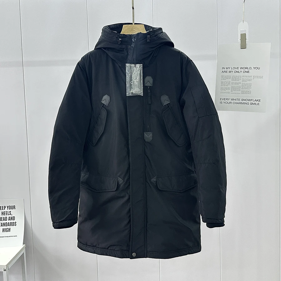 

Thiened Fce Winter Jaet Men's Long Sve Hooded Coat Warm Casual Sle Cotton Clothing for Youth Trendy And Faionable