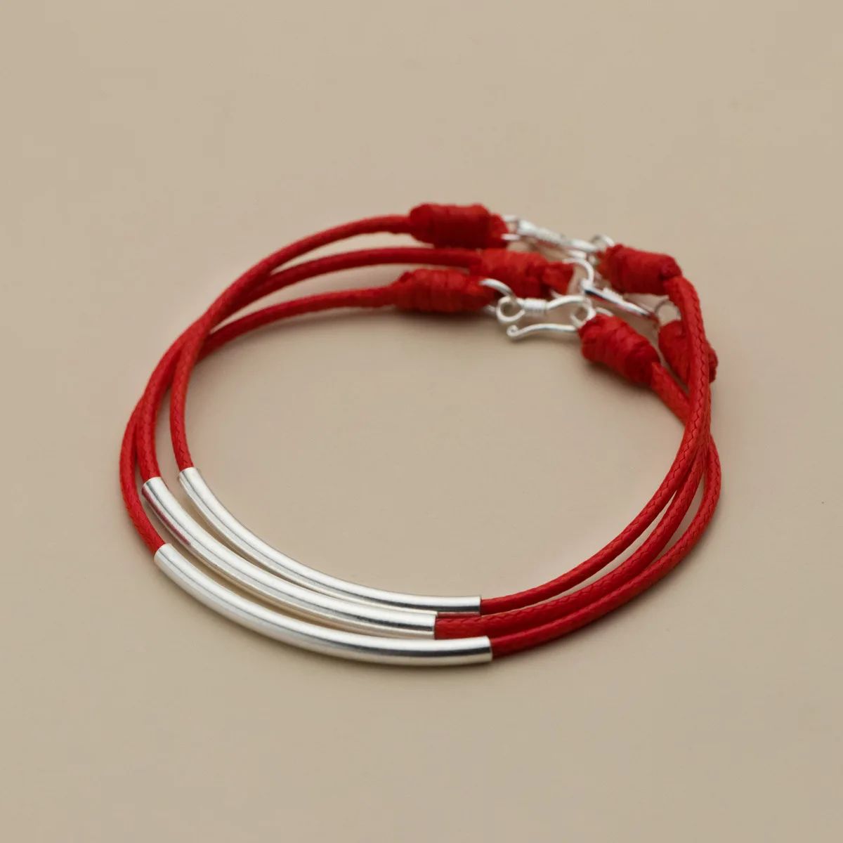 925 Sterling Silver Red String Bracelet for Women, Dainty Red Thread Tube Bracelet, Lucky Red Rope Couple Jewelry Gift