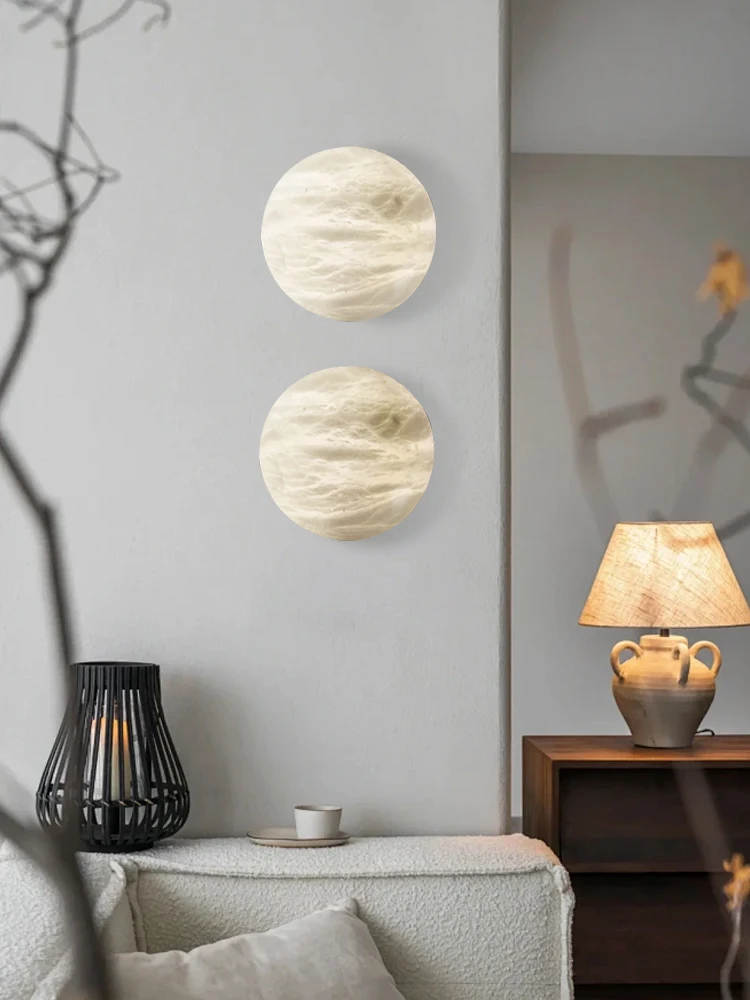 Bronze All Brass Natural Marble Wall Sconce Lamps Led Background Decoration Alabaster Wall Mounted Lights Luxury Bedside Lamp