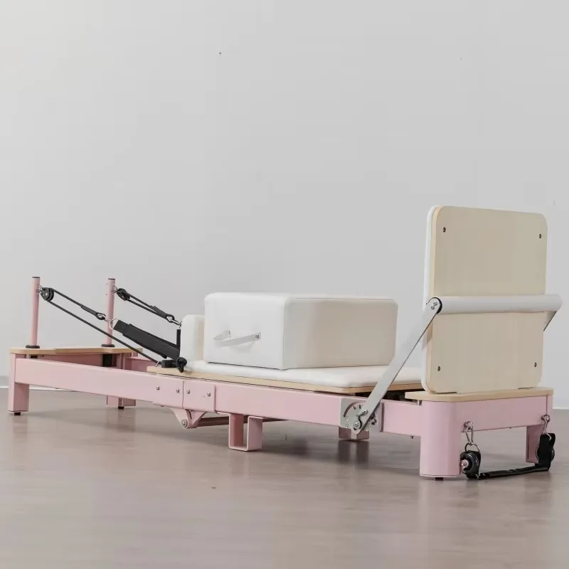 Durable Aluminum Pink Commercial Studio Pilates Reformer Home Use Foldable Portable Adjustable Body Health Features