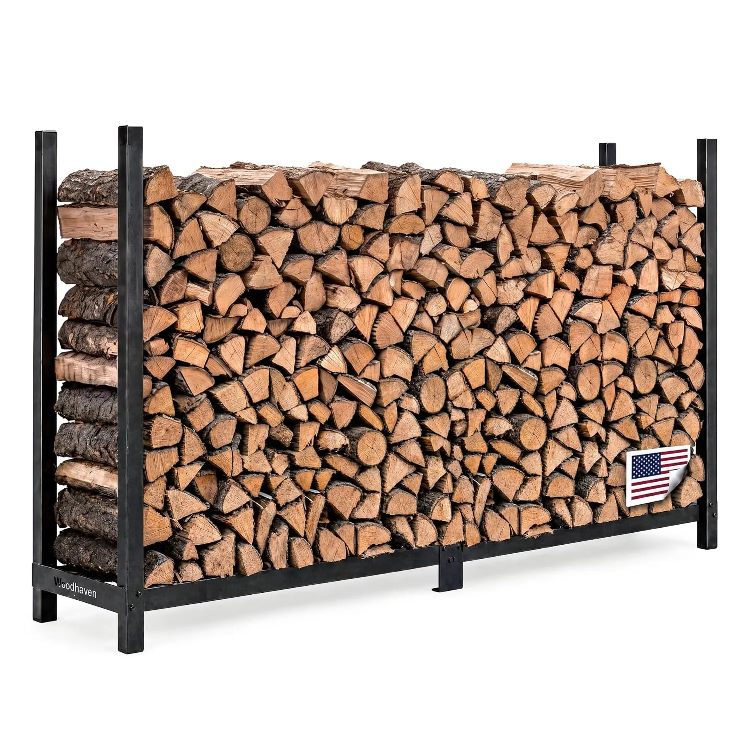 Black Large Outdoor Firewood Rack (8 Foot, No Cover), Customized