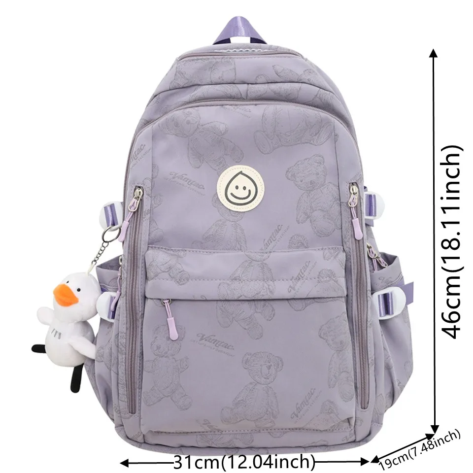 Sac à dos en nylon multi-poches de grande capacité pour femmes, sac d'école pour filles, sac à dos pour ordinateur portable, livre, mignon, Ins, junior, lycéen