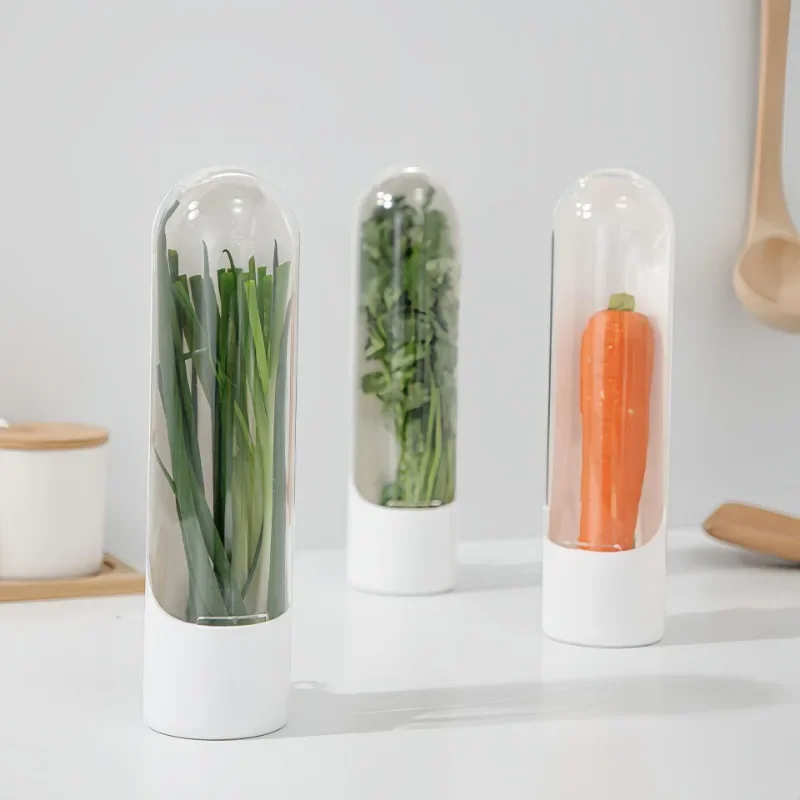 Refrigerator Herb Crisper Saver Pod Container Vegetable Preserving Bottle Keep Herb/Cilantro/Mint/Parsley/Asparagus Fresh Home