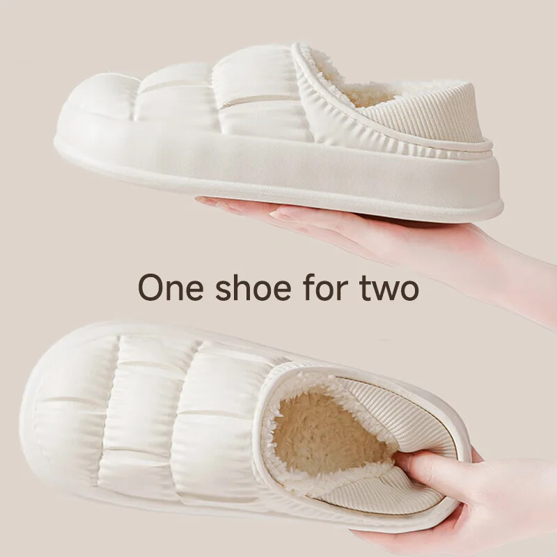 Women's Slippers Can Be Worn Outdoors Warm Cotton Slippers For Men And Women Waterproof And Odor-Proof At Home In Winter