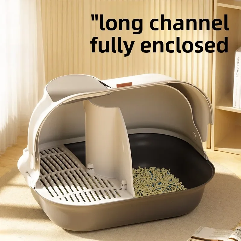 

Cat Litter Box Completely Closed Corridor Style Large Size Tray Prevent Spattering of Belt Sand Deodorant Long Aisle Cat Toilet