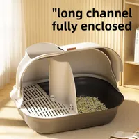 Cat Litter Box Completely Closed Corridor Style Large Size Tray Prevent Spattering of Belt Sand Deodorant Long Aisle Cat Toilet