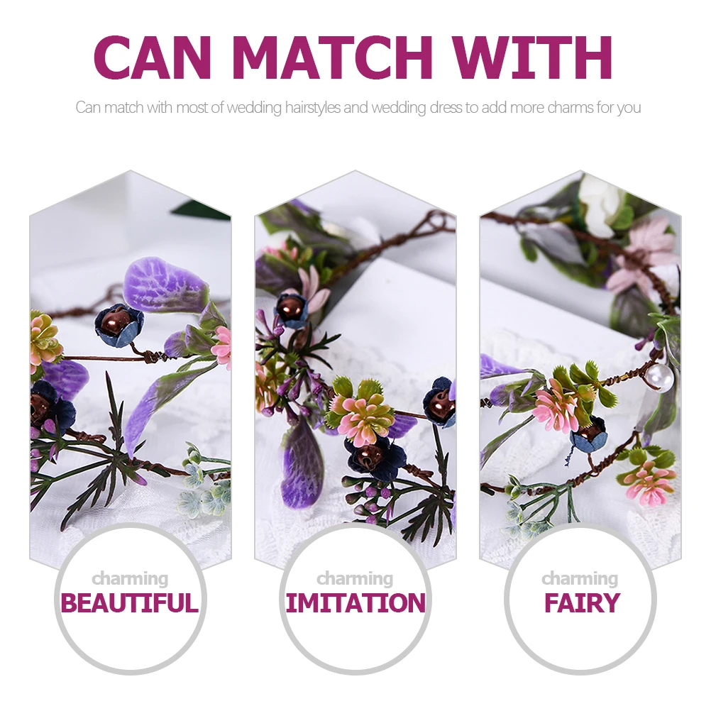 

Bridal Hair Headband Floral Floral Hairband Garland Headpiece Crown Wreath PP Wedding Hairstyles Elegant Decor