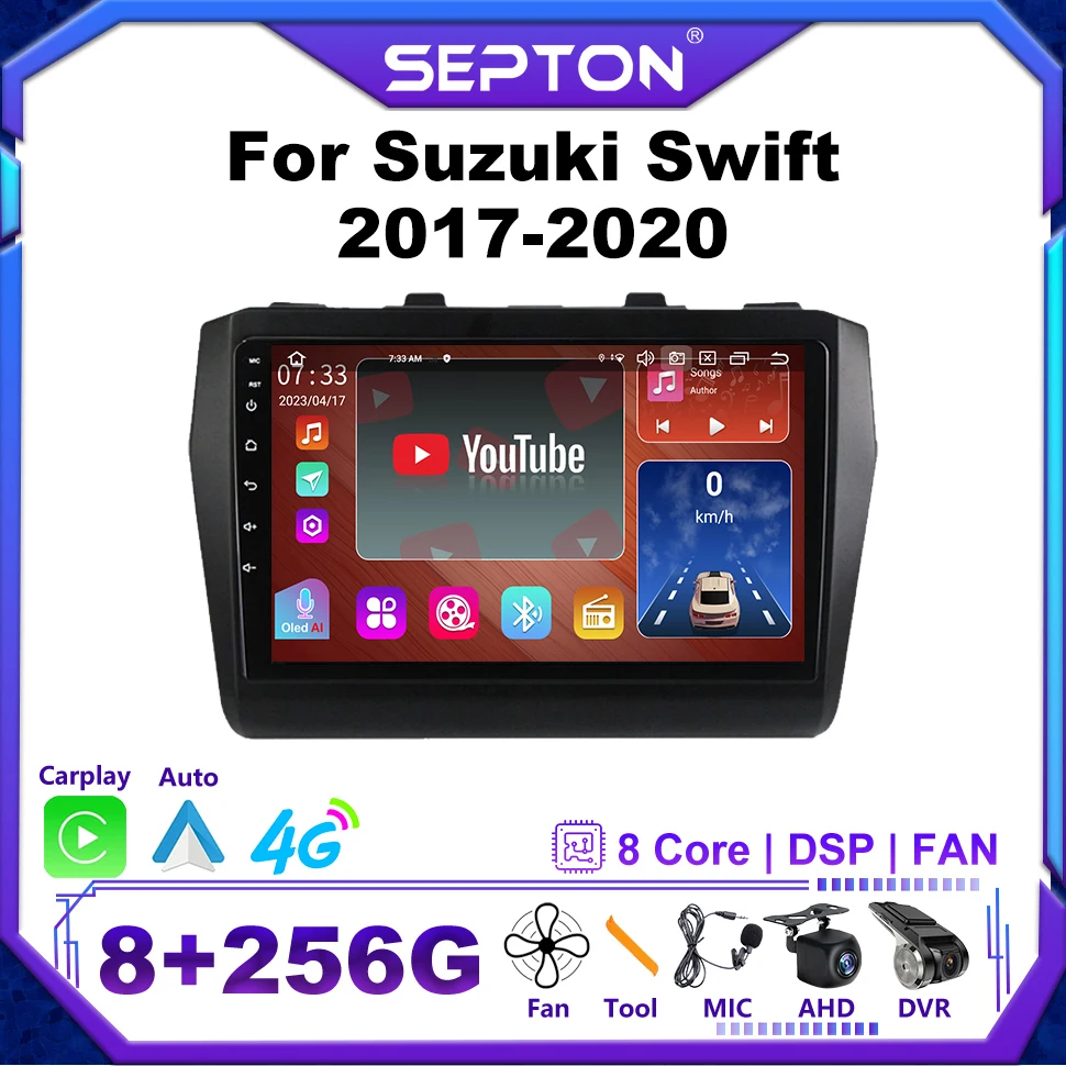 

SEPTON Android Car Radio for Suzuki Swift 2017-2020 BT GPS 4G WIFI Wireless CarPlay 2Din Head Unite Multimedia Player Autoradio