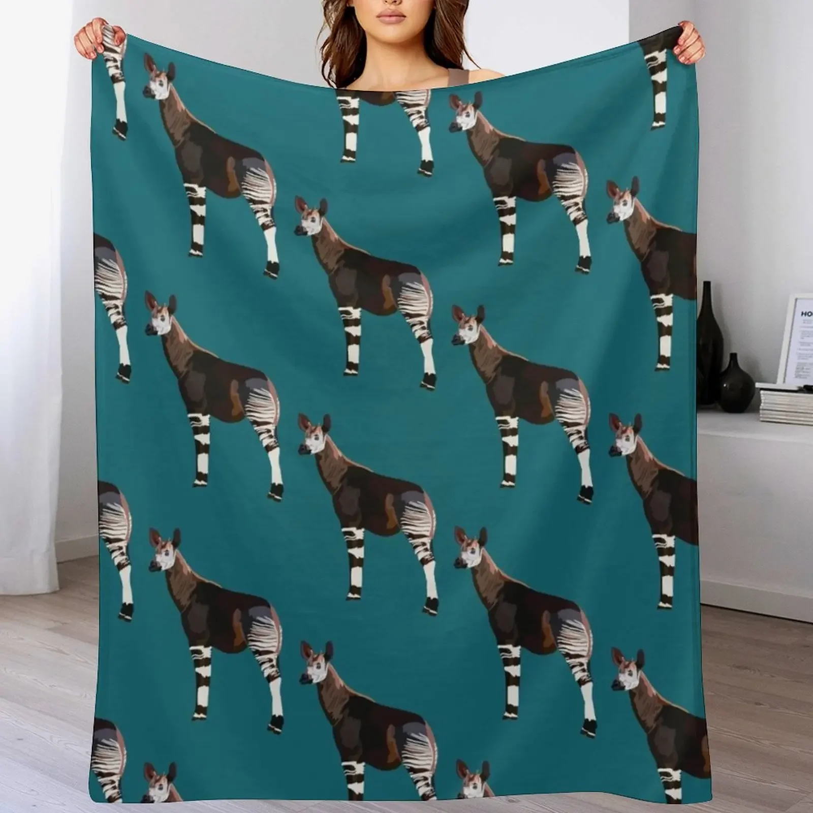 

O is for Okapi Throw Blanket All Season Lightweight Soft Blanket for Bed