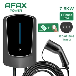 AFAX EVSE 월박스 EV 자동차 충전기, 전기 자동차 충전 스테이션, 타입 2, 32A, 22KW, 1/3 상 IEC62196-2 플러그, EV 충전기, 5m 케이블