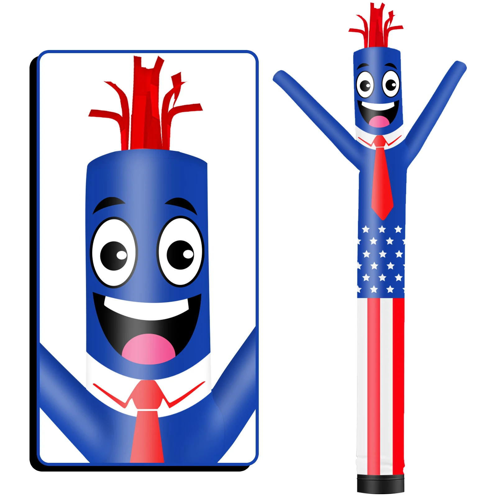 6/10/15/20FT Tall Inflatable American Flag Dancing Guy for Outdoor Decoration Advertising(Blower Not Included)